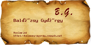 Balázsy György névjegykártya